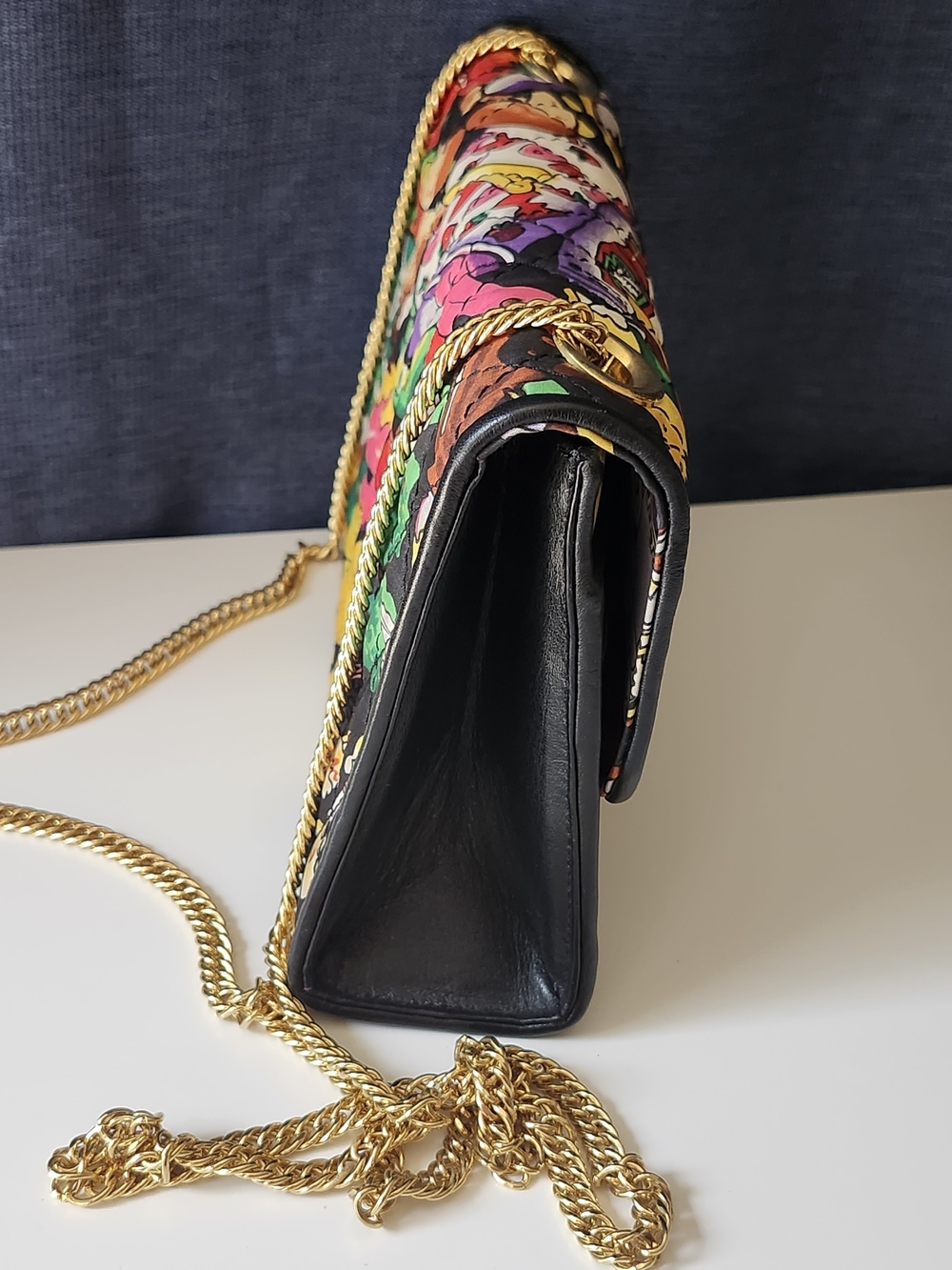 Rare Vintage Nicole Miller 1990s Junk Food Print Quilted Chain Bag Pop Art Purse - Picture 6 of 9
